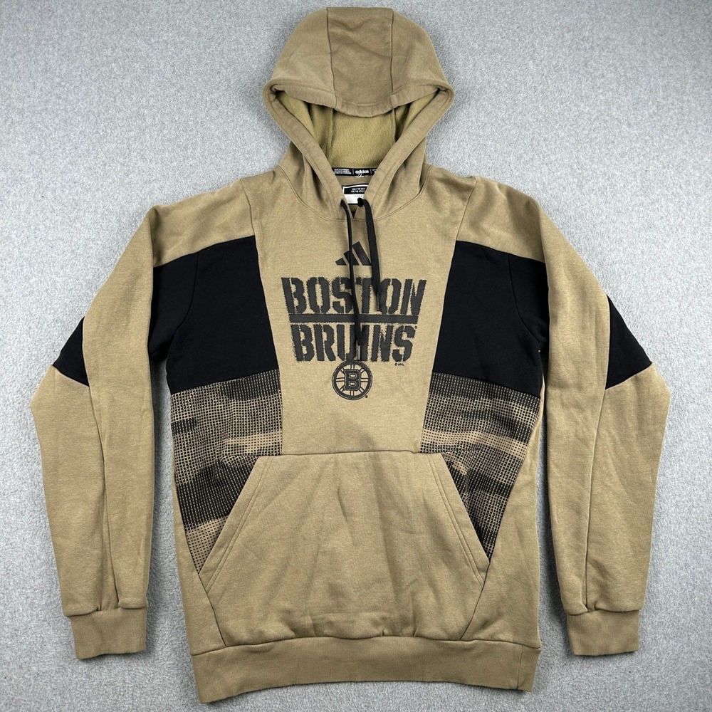 Adidas Hoodie Mens M Brown Boston Bruins IB3726 NHL Pullover Graphic Sweatshirt